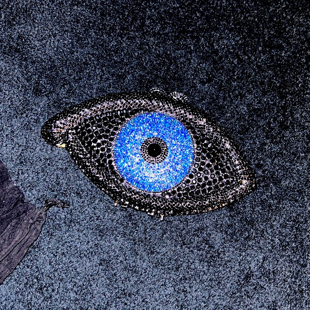 Evil eye crystal clutch